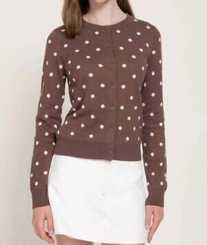 NEW ACTIVE BASIC long sleeve button down cardigan in brown/ivory